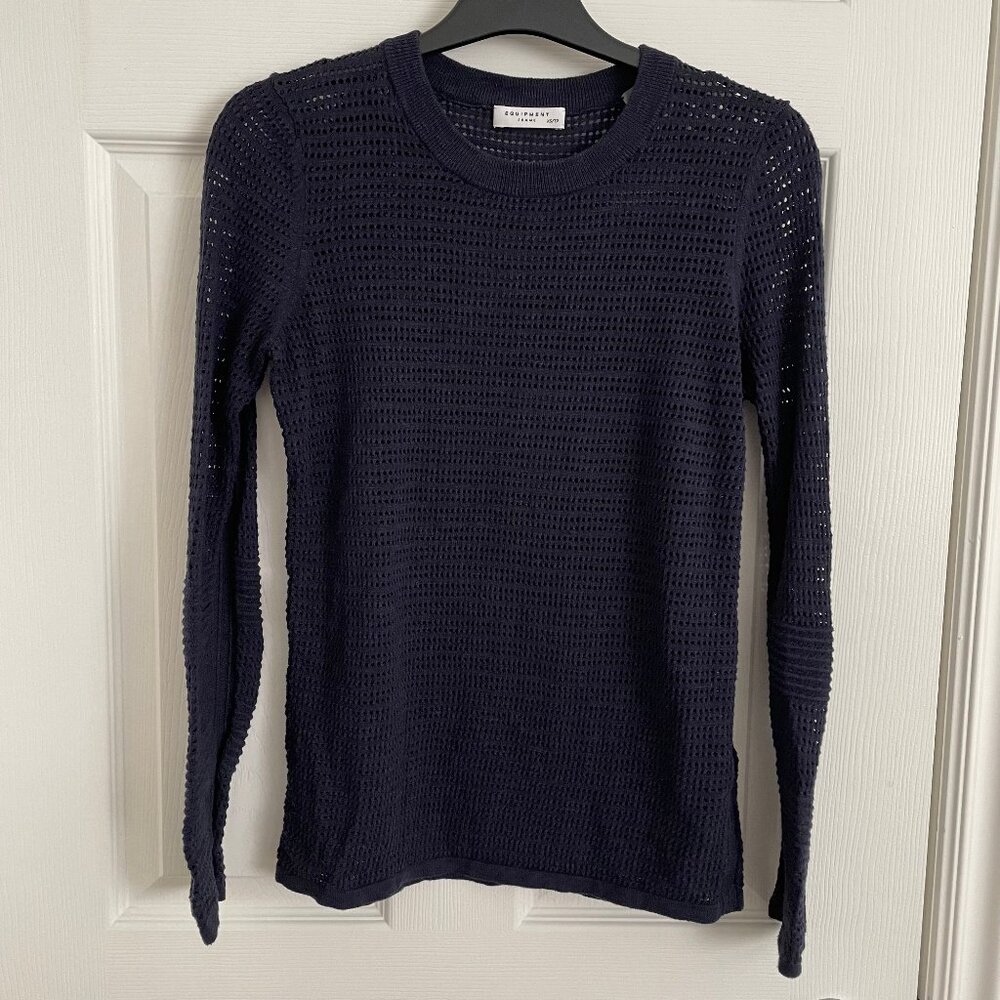 Equipment Linen/Cotton Mesh Navy Sweater Size XS